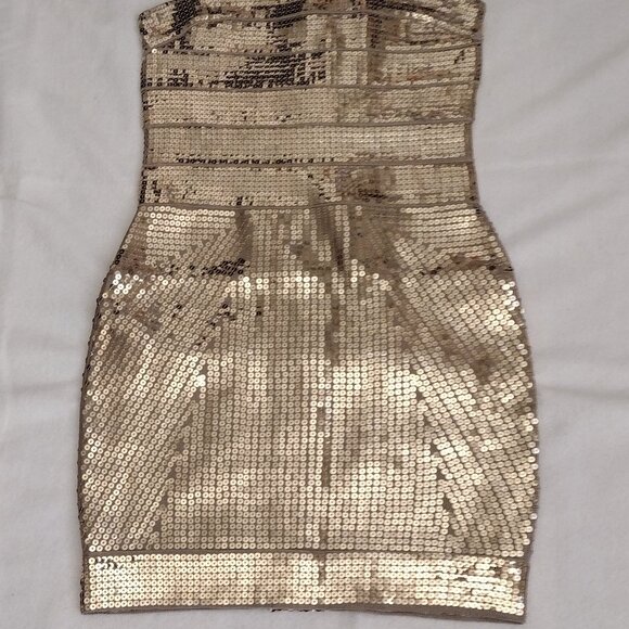Rachael G Strapless Gold Beaded Dress, Size S - Picture 9 of 16